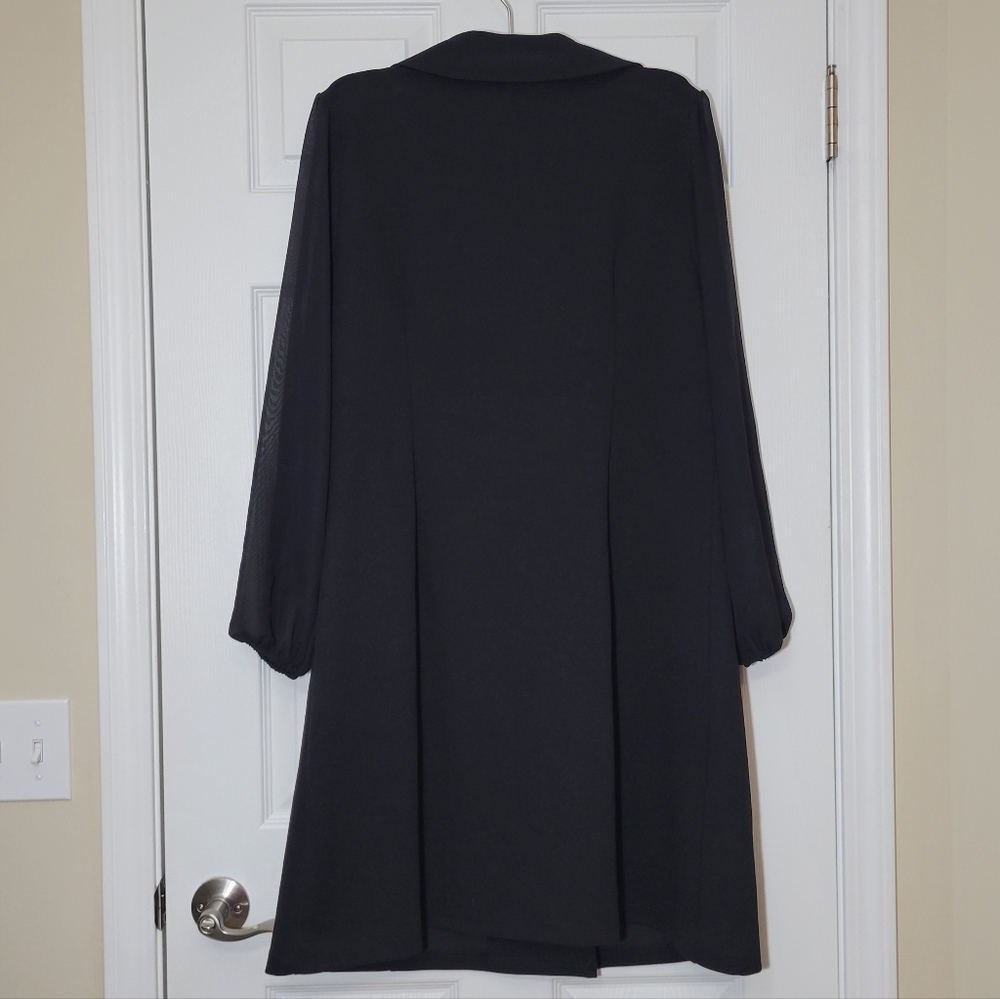 PatPat Black Double-Breasted Puff Sleeve Dress - Picture 12 of 16